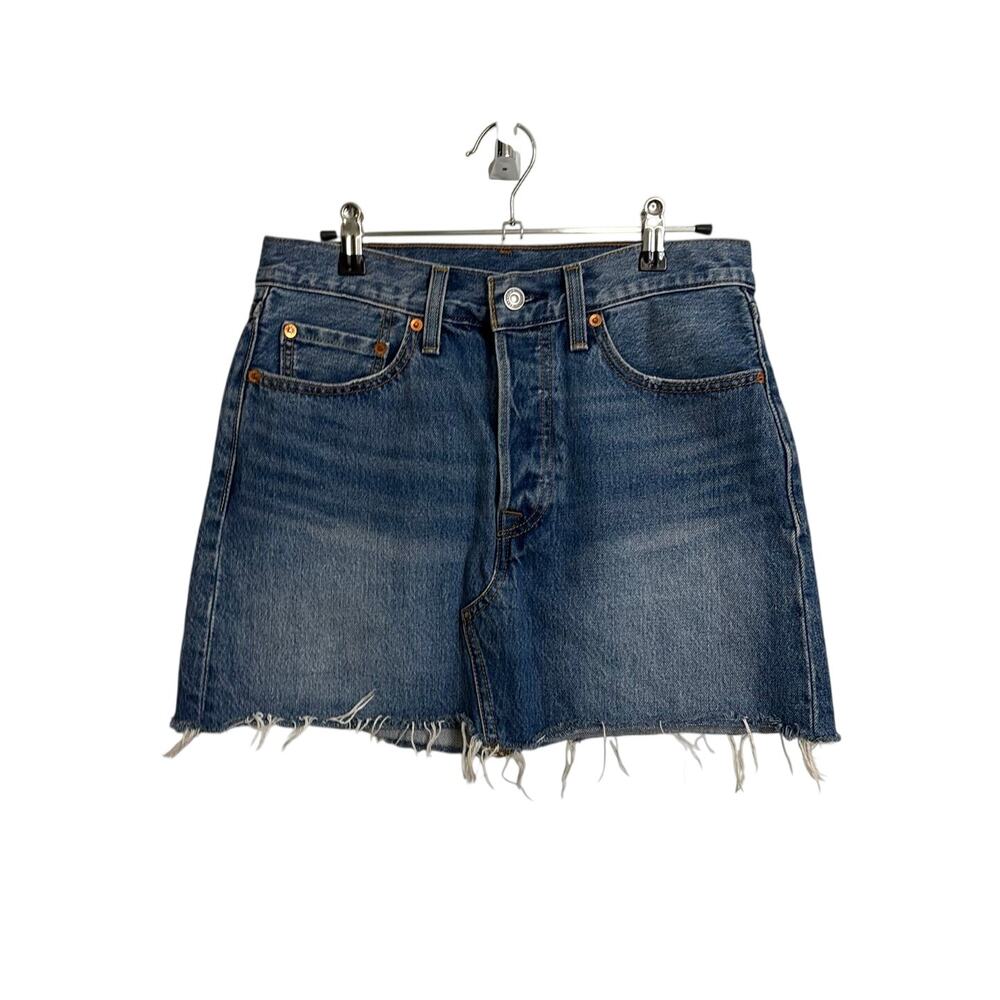 Levi's Skirt Womens 28 Blue Jean Denim Deconstructed Mini Button Fly Raw Hem
